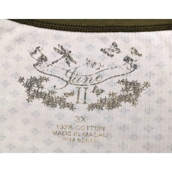 Rare JANE II Olive Green 100% Cotton Geometric Tee Irish St. Patrick's Size 3X - Picture 3 of 6